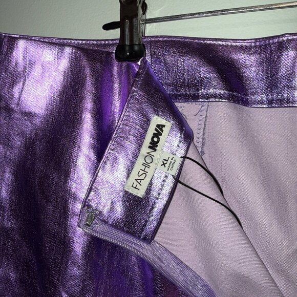 NWT Fashion Nova Legally Perfect Metallic Purple Mini Skirt XL - Picture 5 of 7